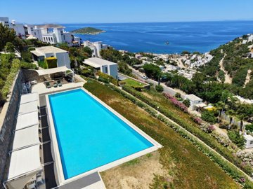 Exquisite Semi-Detached Yalikavak Villa For Sale - Communal pool and amazing sea views