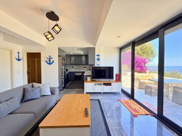 Exquisite Semi-Detached Yalikavak Villa For Sale - Lounge to the kitchen