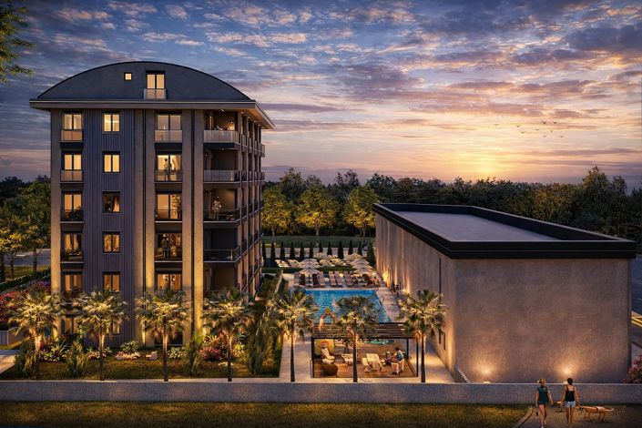 Flats with a Pool and Indoor Parking in Antalya Altintas