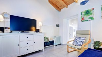 lounge with step to kitchen