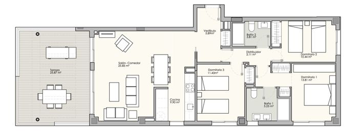 Image No.37-3 Bed Apartment for sale