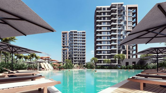 Sea View Flats in a Complex with Aquapark in Mersin Erdemli